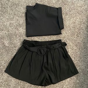 Black two piece shorts set
